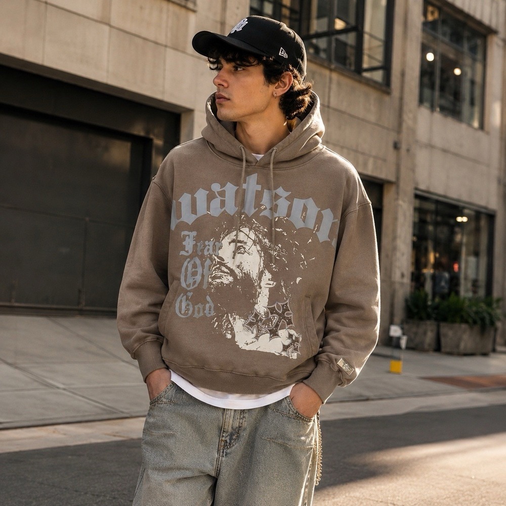 Watson Studios Jesus Hoodie S Rhinestone Cross Fear Of‎ God Streetwear Faith